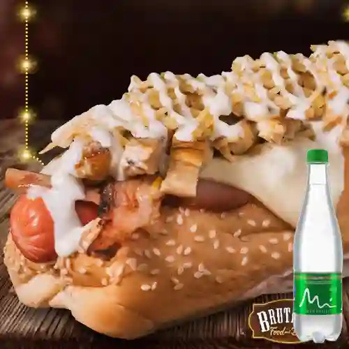 Combo Hot Dog Ranchero + Manantial con Gas 600 ml