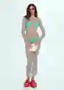 Vestido Pruna Plata Talla S Mujer Mango
