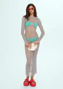 Vestido Pruna Plata Talla S Mujer Mango