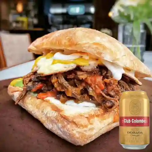 Combo Sándwich Ropa Vieja + Club Col. Dorada Lata 330ml