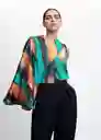 Blusa Lagos-A Turquesa Talla XL Mujer Mango