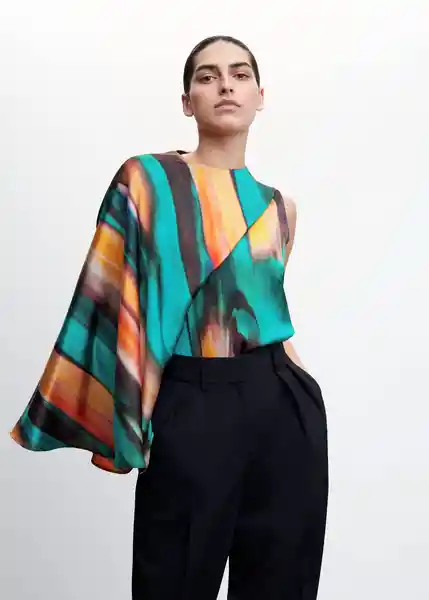 Blusa Lagos-A Turquesa Talla XL Mujer Mango