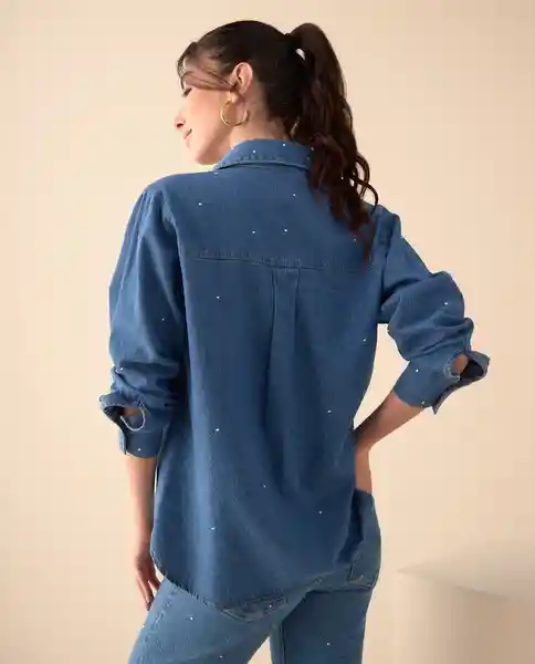 Camisa Azul Rivera Medio Talla Talla XS 611G022 Esprit