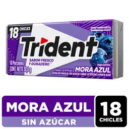 Chicle Trident Sin Azúcar Sabor Mora Azul 18 Unid