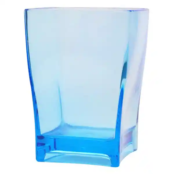 Vaso en Acrílico Cuadrado Azul Transparente