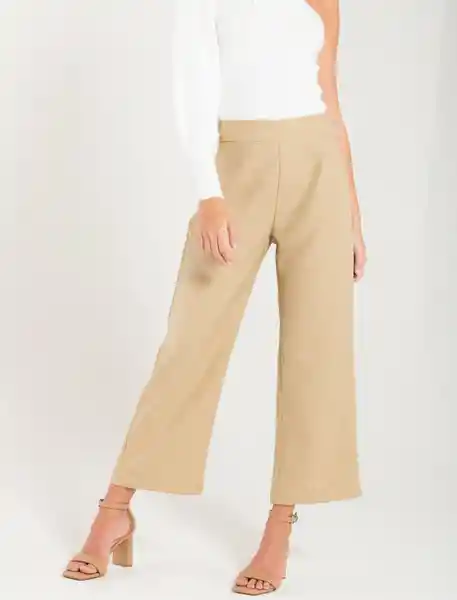 Pantalón Tobillero Beige Arcilla Medio Talla 10 Mujer Naf Naf