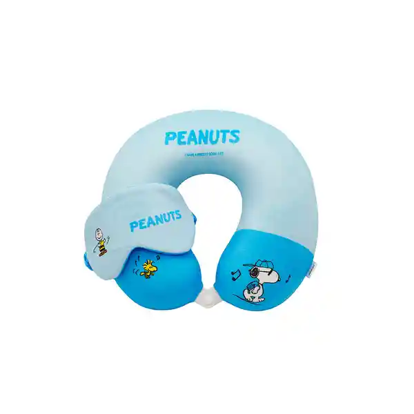 Almohada de Viaje Con Antifaz Serie Snoopy Colorful Azul Miniso