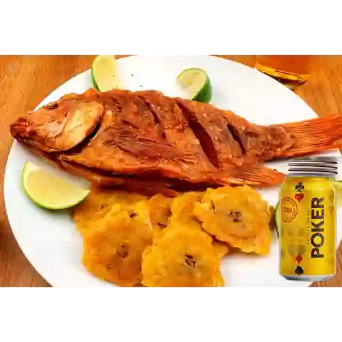 Combo Pescado Frito Grande + Cerveza Poker Lta 330ml