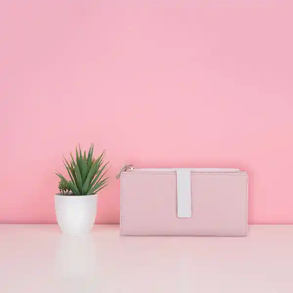 Cartera Para Mujer Larga Diseño Con Cinta Rosa Miniso