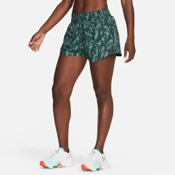 Nike Short One Df Hr 3in Br Aop Para Mujer Verde Talla M