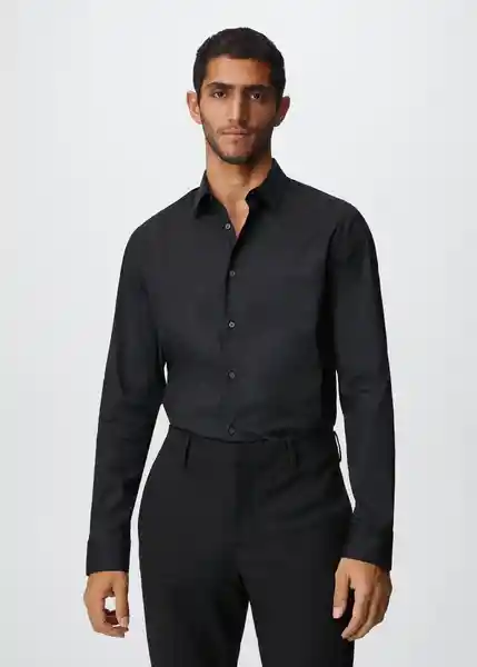 Camisa Emotion Negro Talla M Hombre Mango