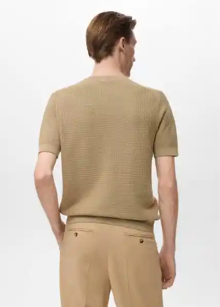 Camiseta Tricot Fluid Beige Talla M Hombre Mango