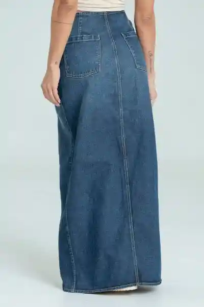 Falda Denim Midi Cierre Color Azul Oscuro Talla 6 Ragged