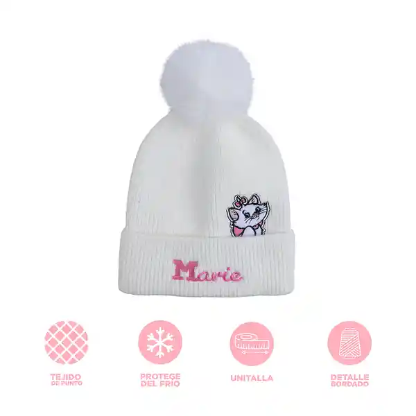 Gorro Tejido Copo Disney Cat Colección Marie Blanco Miniso