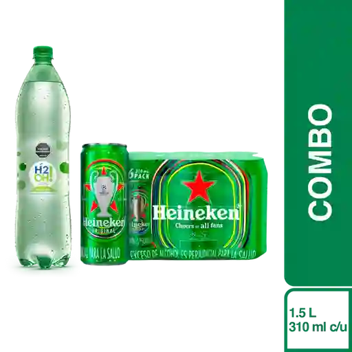 Combo H2OH Lima Limón 1.5 L + Heineken 6 Und