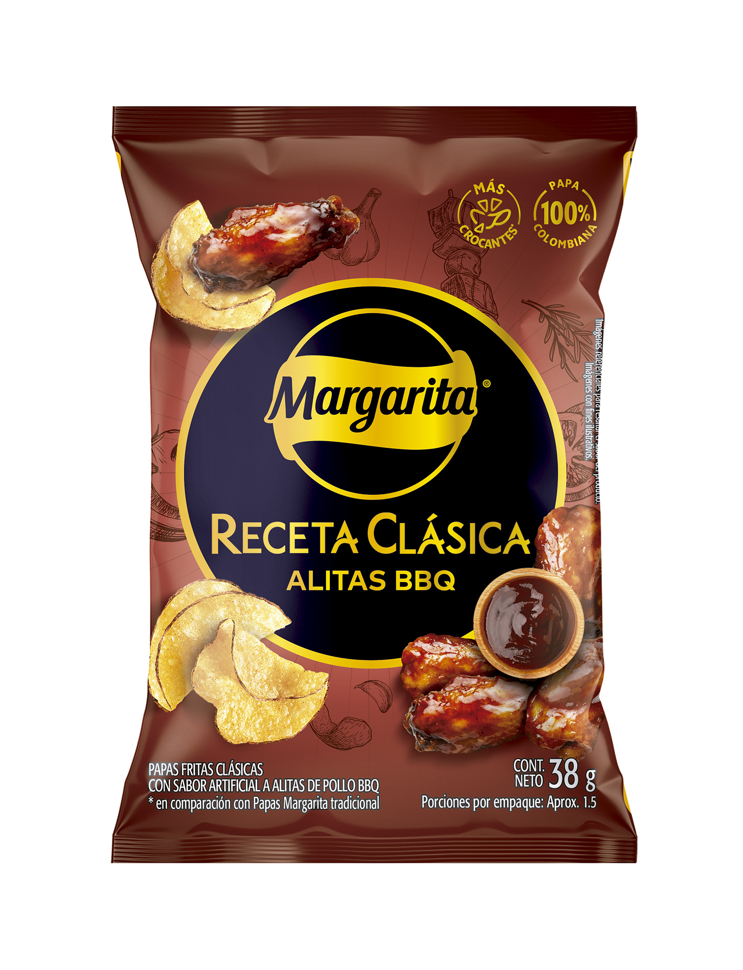 Margarita Papa Receta Clásica Sabor Alitas Bbq 38 g