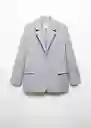 Blazer Americana Rayita Gris Medio Vigoré Talla L Mujer Mango
