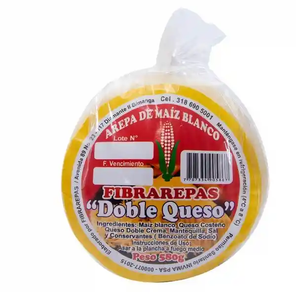 Fibrarepas Arepa de Maíz Doble Queso