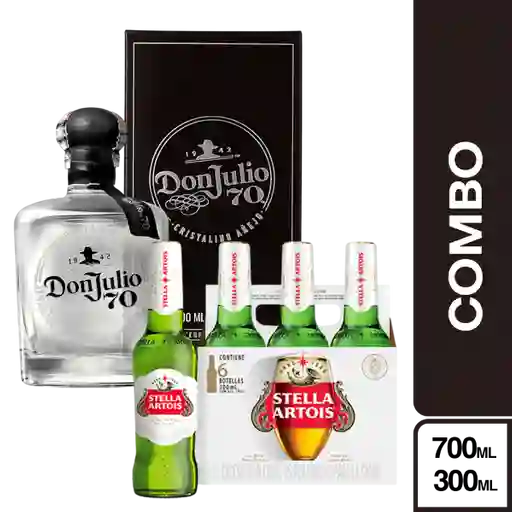 Combo Don Julio 70 Tequila Cristalino + Stella Artois 6 Und