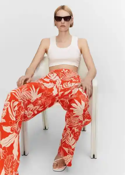 Pantalón Poems Naranja Talla S Mujer Mango