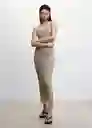 Vestido Flavita Gris Claro Vigoré Talla S Mujer Mango