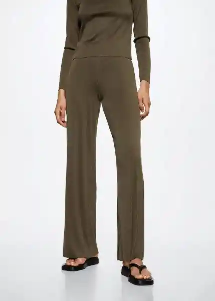 Pantalón Mariona Khaki Talla 18 Mujer Mango