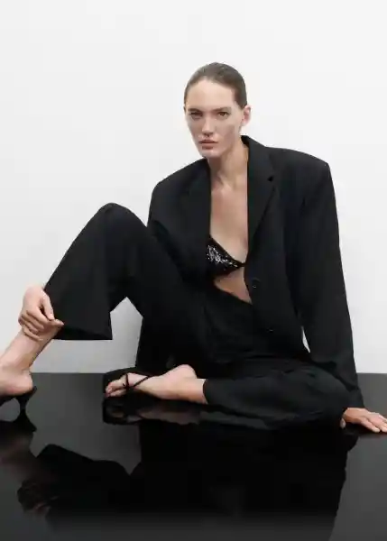 Blazer Americana Mila Negro Talla XS Mujer Mango