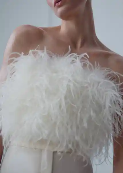 Top Feather Offwhite Talla S Mujer Mango
