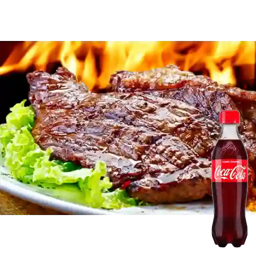 Carne de Res Asada a la Parrilla +CocaCola 400ml/Otro Sabor
