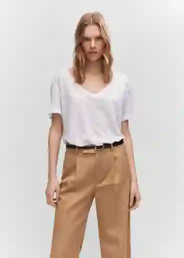 Camiseta Linito Blanco Talla L Mujer Mango