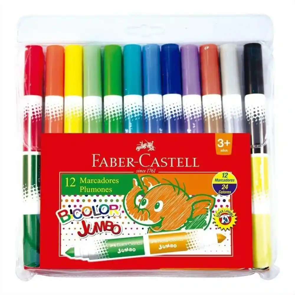 Plumones Bicolor Jumbo Faber Castell X12und