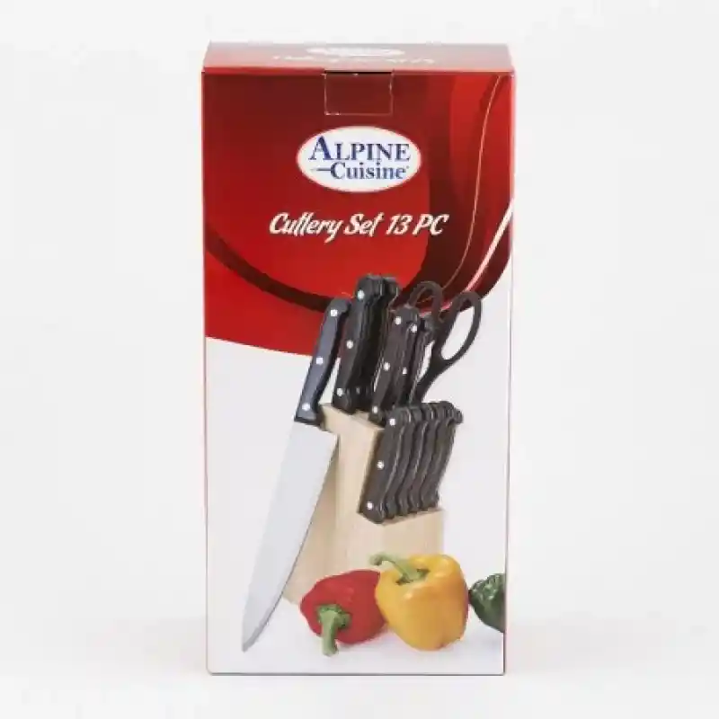 Alpine Cuisine Set Cuchillo + Tijeras + Taco Madera Ai21732