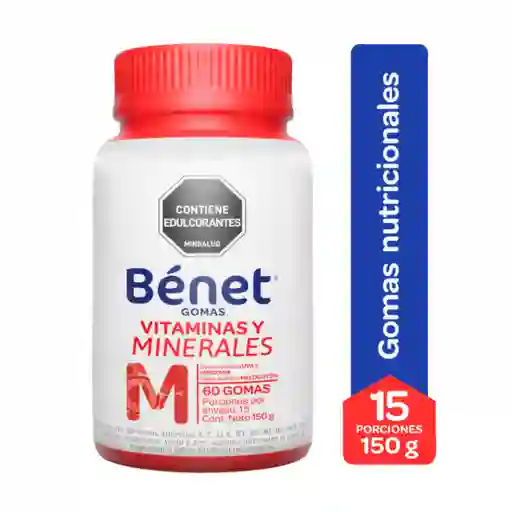 Bénet gomas multivitaminicas vitaminas y minerales sin azucar