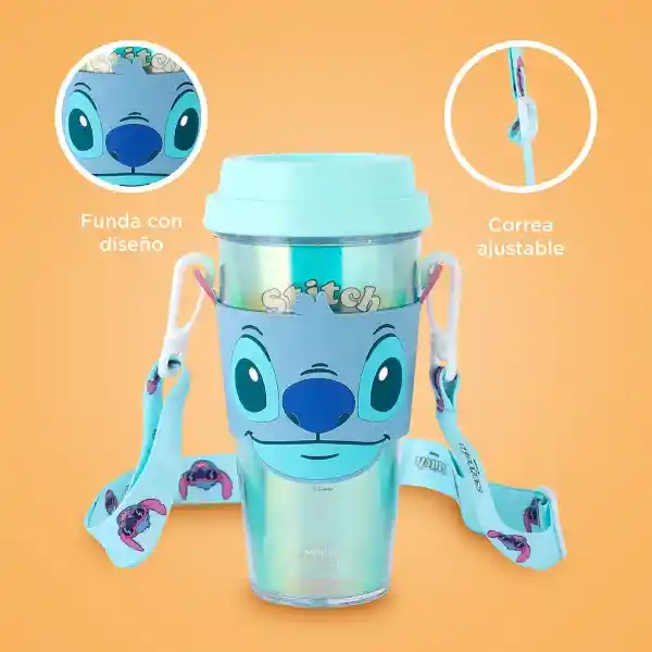 Vaso Plástico Con Funda Serie Lilo & Stitch Stitch 420 mL Miniso