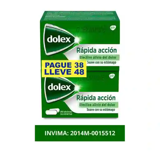 Dolex Acetaminofen Analgésico Alivio del Dolor y la Fiebre x 48