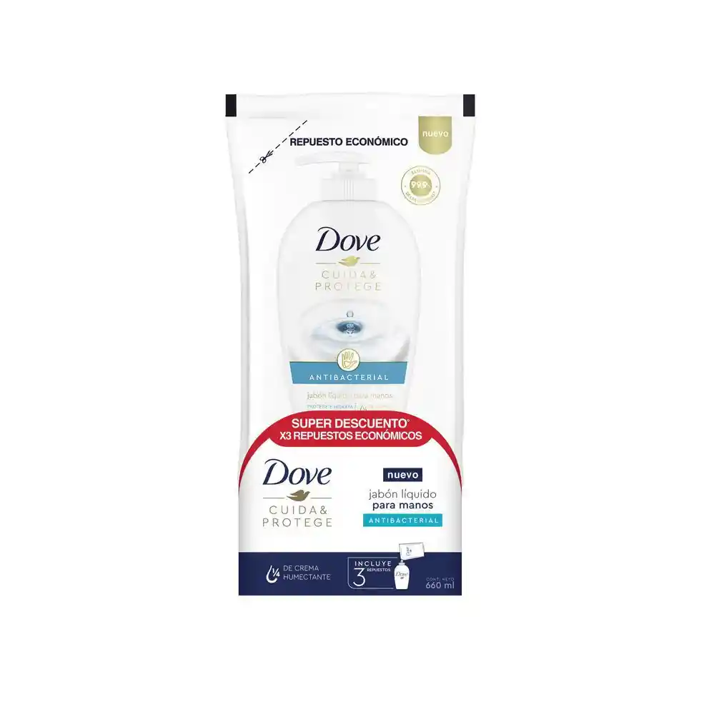 Dove Jabon Liquidoantibacterial 3 Unds X220 Ml