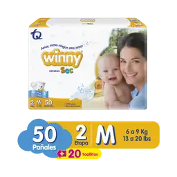 Winny Pañales Desechables Ultratrim Sec + Toallitas Húmedas