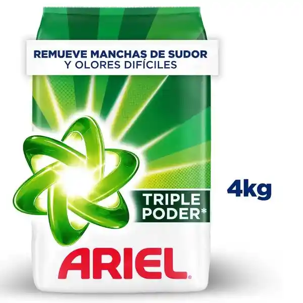 Detergente en Polvo Ariel Triple Poder de 4kg Jabon para Ropa