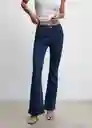 Pantalón Jean Flare Tejano Oscuro Talla 44 Mujer Mango