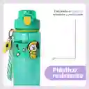 Botella Con Correa y Funda Serie Chimmy Verde 800 mL Bt21 Miniso
