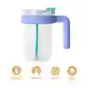 Vaso Plástico Con Asa Azul 1000 mL Miniso