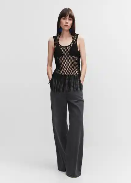 Top Sarea Negro Talla L Mujer Mango