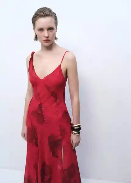 Vestido Amapola Rojo Talla M Mujer Mango