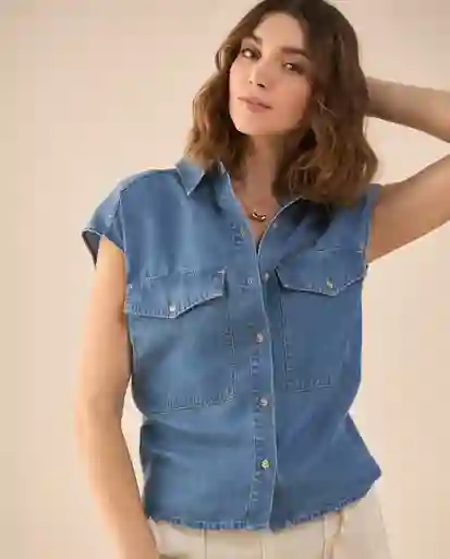 Camisa Azul Rivera Medio Talla M 111G006 Esprit