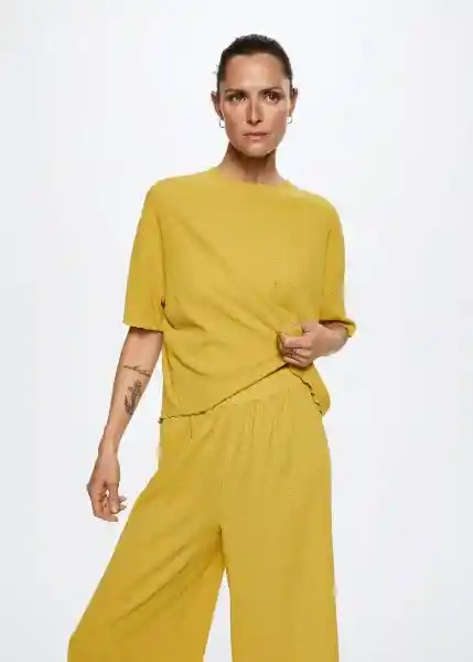 Pantalón Frida-H Amarillo Talla M Mujer Mango