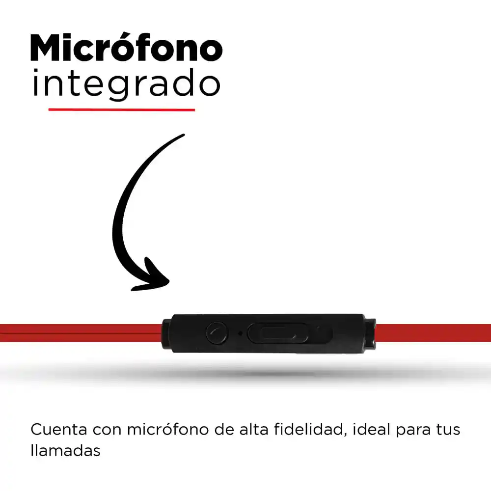 Miniso Audífonos de Cable Clásico Rojo 1.2 m