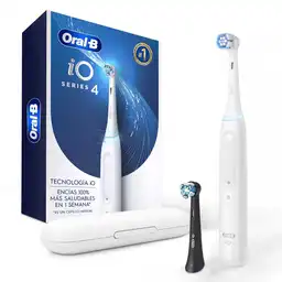 Oral B iO Series 4 Cepillo de Dientes Eléctrico Cabezal Redondo Sensor de Presión Mango Ergonómico y Estuche Blanco