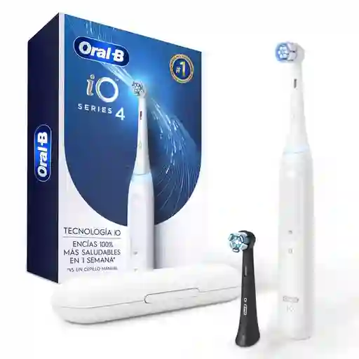 Oral B iO Series 4 Cepillo de Dientes Eléctrico Cabezal Redondo Sensor de Presión Mango Ergonómico y Estuche Blanco