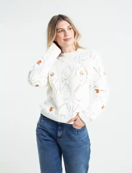 Tejido Flower Crudo Puro Claro Mujer Talla L Naf Naf