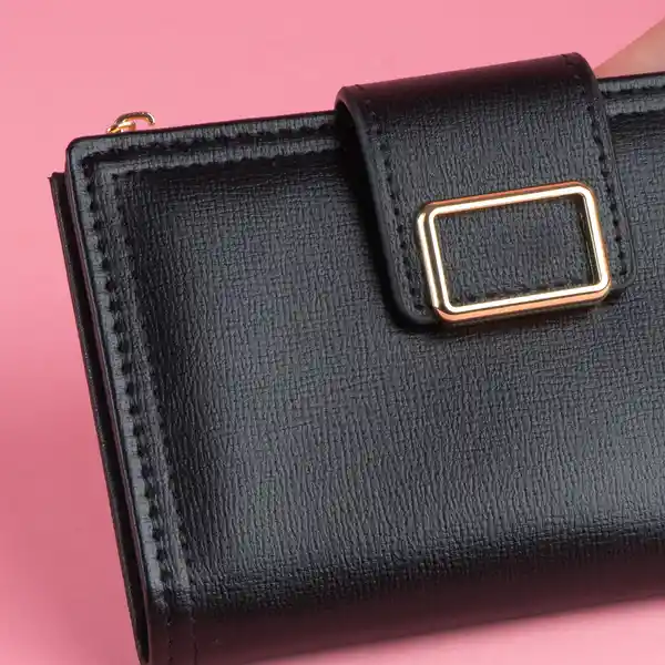 Cartera Para Mujer Hebilla Negro Miniso